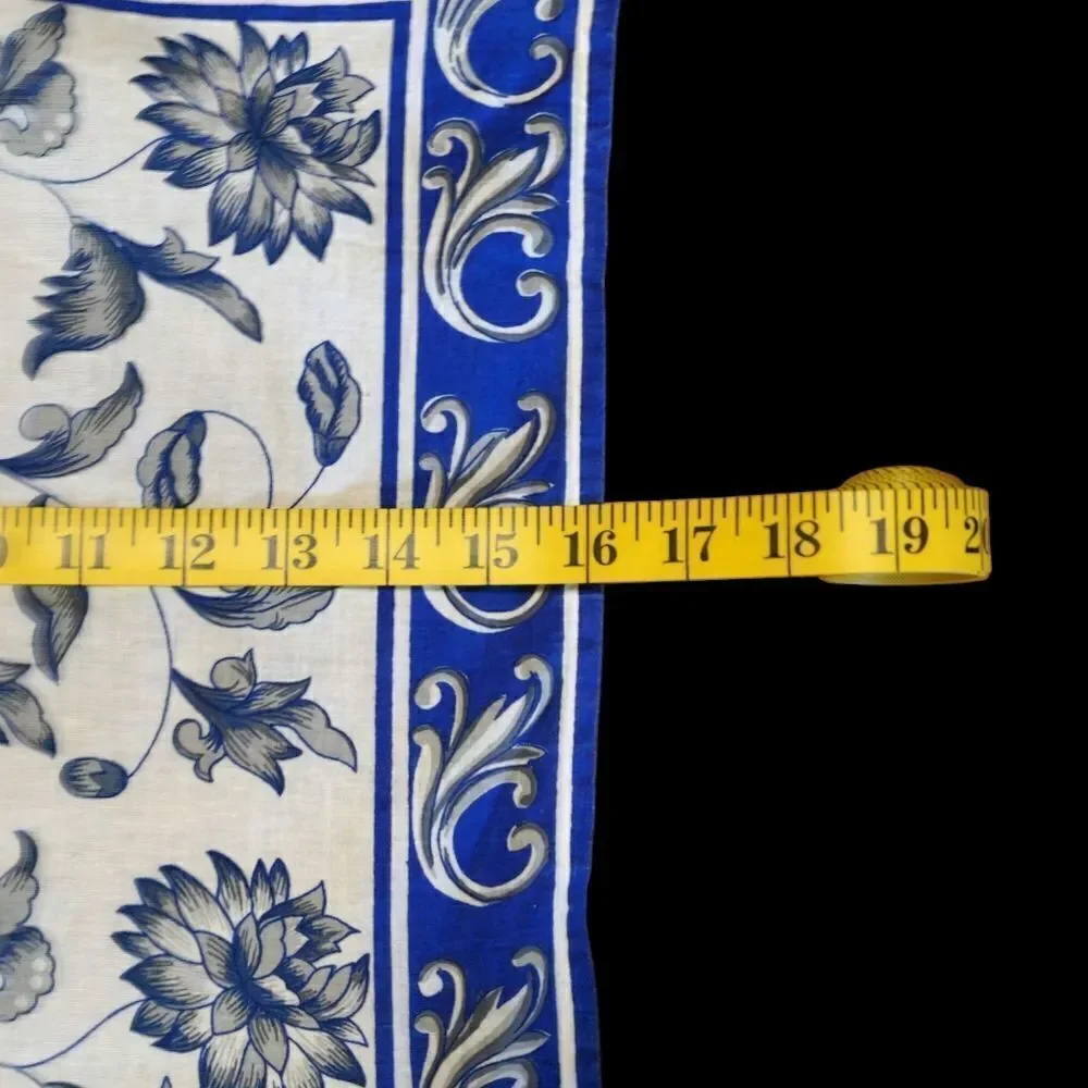 Vintage India White blue floral tablecloth